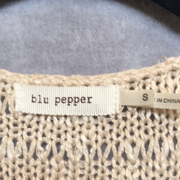 Blu Pepper Boho Retro Crochet Vest w/ Long Fringe Contrasting Diamond Design S - Picture 9 of 12